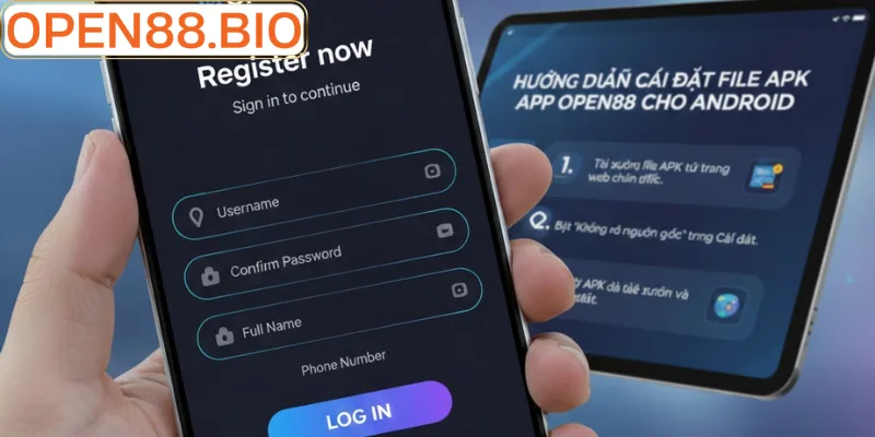 Hướng Dẫn Đăng Ký Open88 Chi Tiết 2026 Giao diện thực hiện đăng ký Open88 trên ứng dụng di động
